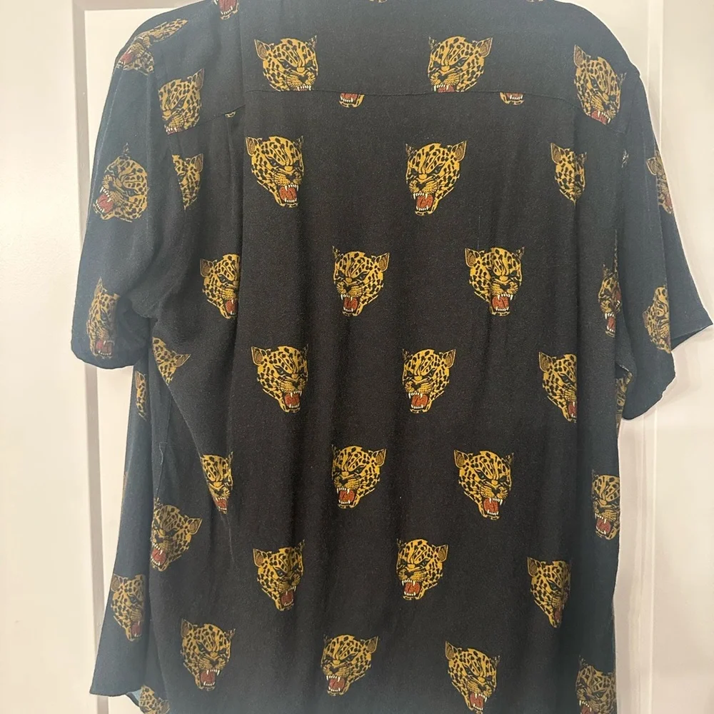 The Kooples Black Camp Shirt with Leopard Design (Unisex) - Picture 3 of 4